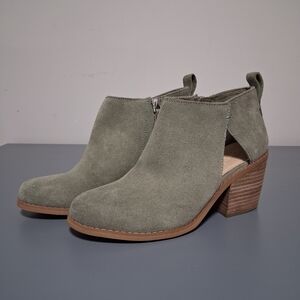 Toms Olive Suede Ankle Booties